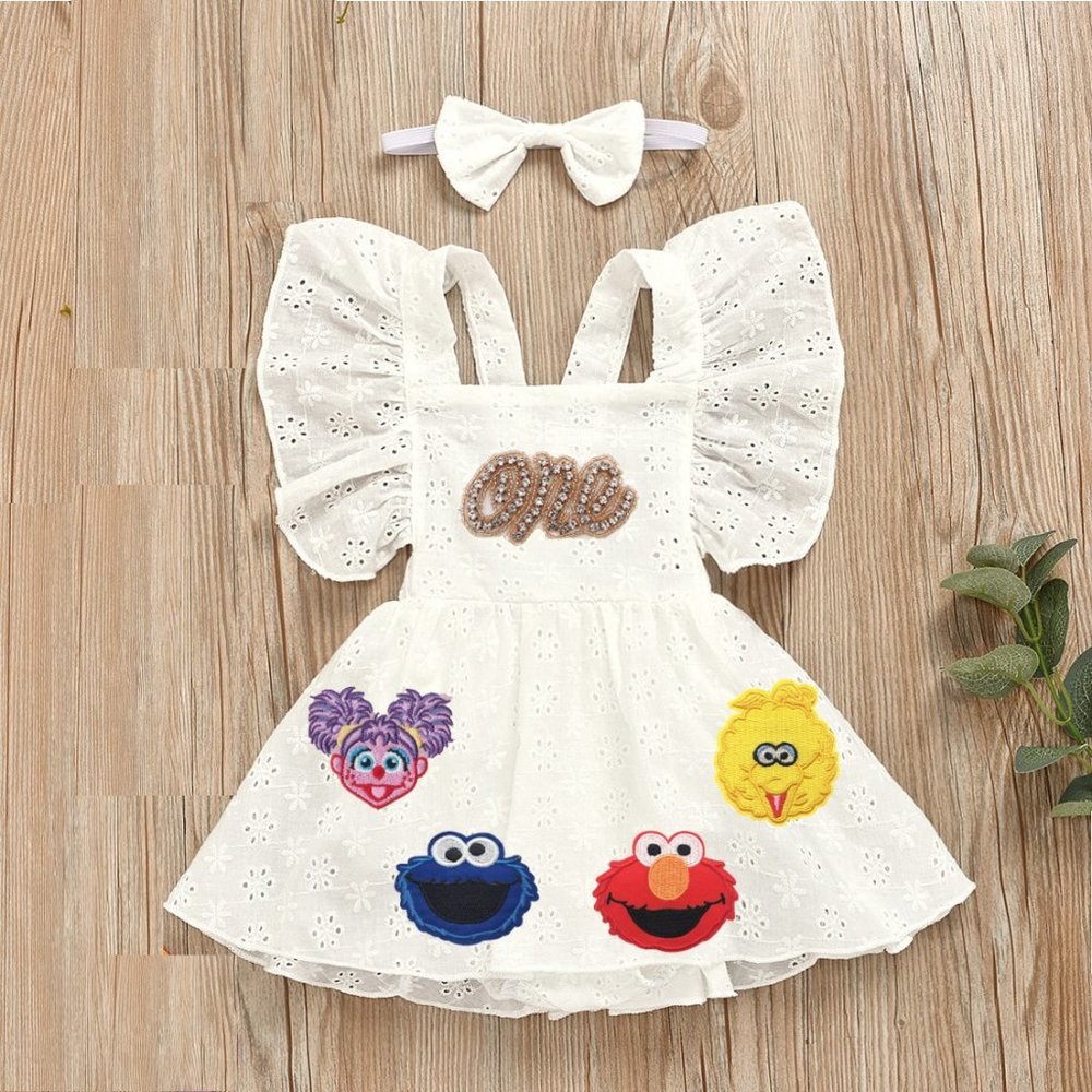 Elmo Cookie Monster Dress First Birthday Romper Dress Clothes Sesame Street